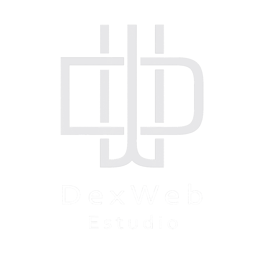 Logotipo principal de DexWeb Estudio en blanco y negro